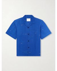 Kardo - Ronald Convertible-Collar Embroidered Striped Cotton Shirt - Lyst