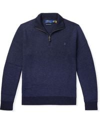 Polo Ralph Lauren - Logo-Embroidered Merino Wool Half-Zip Sweater - Lyst