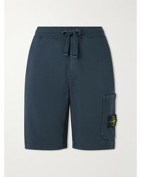 Stone Island - Straight-Leg Garment-Dyed Organic Cotton-Fleece Drawstring Shorts - Lyst