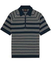 Beams Plus - Striped Cotton-jacquard Half-zip Polo Shirt - Lyst