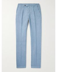 Massimo Alba - Ionio2 Straight-Leg Pleated Linen Trousers - Lyst