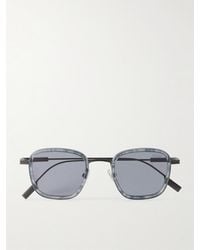 ZEGNA - Sonnenbrille mit D-Rahmen aus Azetat und silberfarbenen Details - Lyst