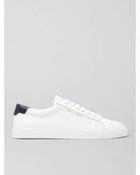 Saint Laurent Andy Snake Effect-trimmed Perforated Leather Trainers - White
