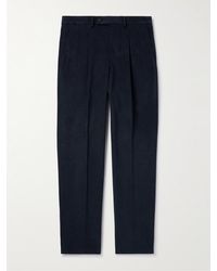 Caruso - Straight-Leg Pleated Brushed Cotton-Blend Twill Trousers - Lyst