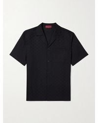 Gucci - Camp-Collar Logo-Jacquard Linen-Blend Shirt - Lyst