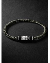 Chopard - Classic Racing Woven Leather And Silver-tone Bracelet - Lyst