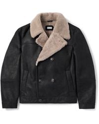 Brunello Cucinelli - Double-Breasted Shearling Biker Jacket - Lyst