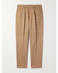 Brunello Cucinelli - Straight-leg Pleated Cotton-twilll Trousers - Lyst