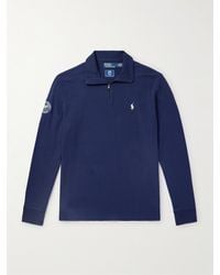 Polo Ralph Lauren - Wimbledon Appliquéd Logo-embroidered Cotton-piqué Half-zip Sweater - Lyst
