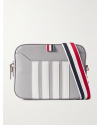 Thom Browne - Small Striped Pebble-grain Leather Messenger Bag - Lyst
