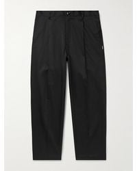 Neighborhood - Tapered Pleated Cotton And Linen-Blend Twill Trousers - Lyst