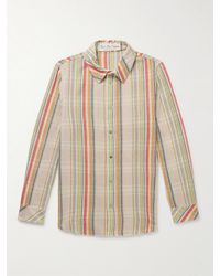 God's True Cashmere - Ruler Striped Recycled-Cashmere And Wool-Blend Gauze Shirt - Lyst