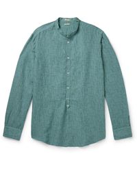 Massimo Alba - Kos Grandad-collar Linen And Cotton-blend Half-placket Shirt - Lyst