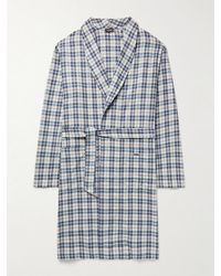 Hanro Checked Cotton-flannel Robe - Blue