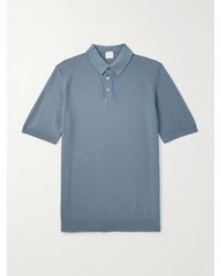 Eleventy - Slim-Fit Ribbed Cotton Polo Shirt - Lyst