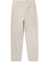 Amomento - Straight-Leg Pleated Cotton-Blend Poplin Trousers - Lyst