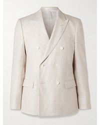 MR P. - Double-Breasted Houndstooth Linen Suit Jacket - Lyst