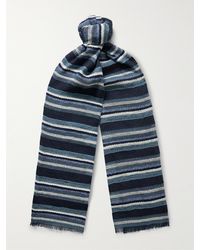 Loro Piana - Frayed Striped Linen And Cotton-blend Scarf - Lyst