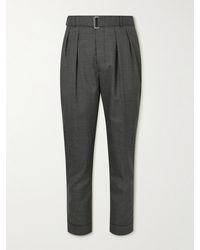 Officine Generale - Pierre Straight-leg Belted Pleated Wool Suit Trousers - Lyst
