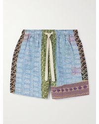 Kartik Research - Zari Straight-leg Patchwork Upcycled Cotton Drawstring Shorts - Lyst