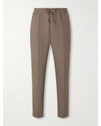 Altea - Mattia Straight-leg Linen Drawstring Trousers - Lyst