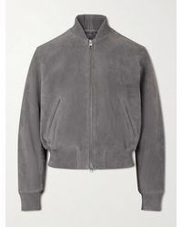 Ami Paris - Logo-Embossed Suede Bomber Jacket - Lyst