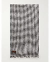 Canali - Frayed Houndstooth Wool And Cashmere-Blend Scarf - Lyst