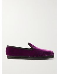 Tom Ford - Neal Grosgrain And Leather-Trimmed Velvet Slippers - Lyst