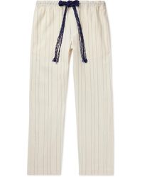 Wales Bonner - Straight-leg Crochet-trimmed Linen And Cotton-blend Pyjama Trousers - Lyst