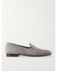 Manolo Blahnik - Modena Leather-trimmed Suede Loafers - Lyst