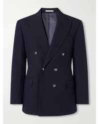 Brunello Cucinelli - Double-Breasted Wool And Cotton-Blend Herringbone Suit Jacket - Lyst