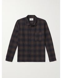 Folk - Patch Checked Cotton And Linen-blend Flannel Shirt - Lyst