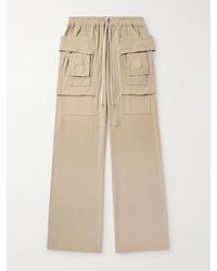 Rick Owens - Creatch Wide-Leg Brushed Cotton-Jersey Drawstring Cargo Trousers - Lyst