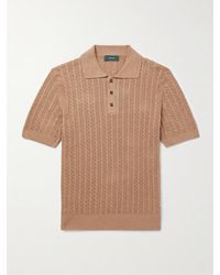 Slowear - Slim-Fit Cable-Knit Linen And Cotton-Blend Polo Shirt - Lyst