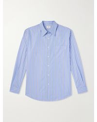 Saint Laurent - Logo-embroidered Striped Cotton-poplin Shirt - Lyst