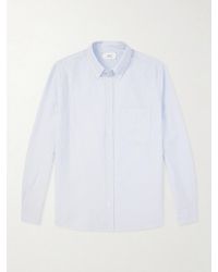 MR P. - Button-Down Collar Striped Cotton-Seersucker Shirt - Lyst