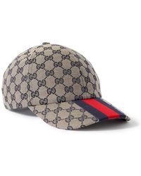 Gucci - Webbing-trimmed Monogrammed Canvas Baseball Cap - Lyst