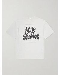 Acne Studios - Logo-Print Distressed Cotton-Blend Jersey T-Shirt - Lyst