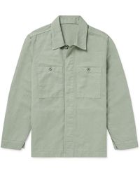 MR P. - Garment-dyed Cotton And Linen-blend Twill Overshirt - Lyst