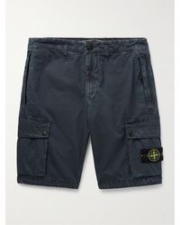 Stone Island - Shorts cargo in tela di cotone con logo applicato - Lyst
