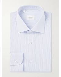 Brioni - Cutaway-Collar Striped Cotton-Poplin Shirt - Lyst
