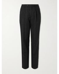 Brunello Cucinelli - Slim-fit Pleated Pinstriped Linen Suit Trousers - Lyst
