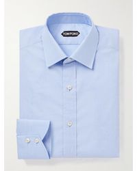 Tom Ford - Schmal geschnittenes Hemd aus Baumwollpopeline mit Glencheck-Muster und Cutaway-Kragen - Lyst
