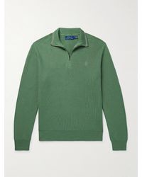 Polo Ralph Lauren - Troyer aus Baumwolle in Wabenstrick mit Logostickerei und kurzem Reißverschluss - Lyst
