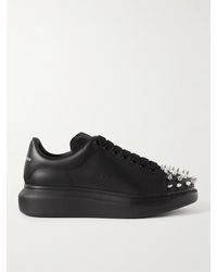 Alexander McQueen Spikes Leather Low-top Trainers - Black