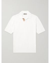 Canali - Suede-trimmed Cotton Polo Shirt - Lyst
