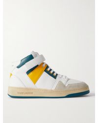 Saint Laurent - Lax mid-top-sneaker aus glattleder nd veloursleder weiß - Lyst
