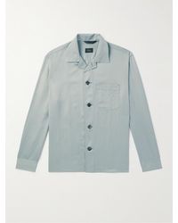 Brioni - Camp-collar Silk And Linen-blend Twill Overshirt - Lyst