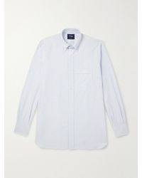 Drake's - Button-Down Collar Striped Cotton Oxford Shirt - Lyst