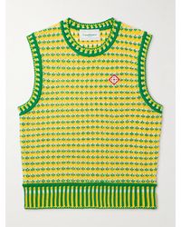 Casablancabrand - Zig Zag Slim-fit Logo-appliquéd Crocheted Cotton Sweater Vest - Lyst